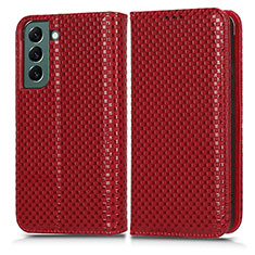 Leather Case Stands Flip Cover Holder C03X for Samsung Galaxy S22 Plus 5G Red