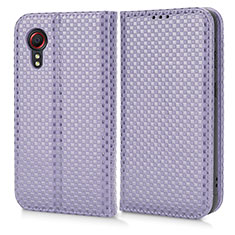 Leather Case Stands Flip Cover Holder C03X for Samsung Galaxy XCover 5 SM-G525F Purple