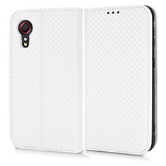 Leather Case Stands Flip Cover Holder C03X for Samsung Galaxy XCover 5 SM-G525F White