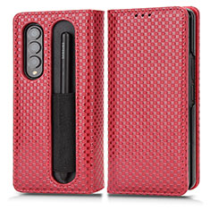 Leather Case Stands Flip Cover Holder C03X for Samsung Galaxy Z Fold4 5G Red