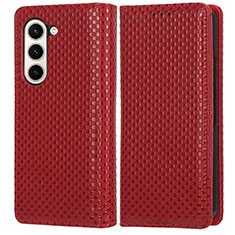 Leather Case Stands Flip Cover Holder C03X for Samsung Galaxy Z Fold5 5G Red