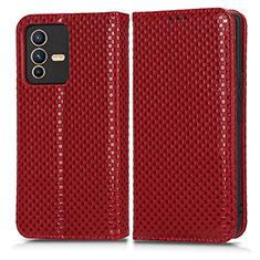 Leather Case Stands Flip Cover Holder C03X for Vivo V23 5G Red