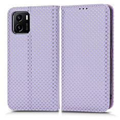 Leather Case Stands Flip Cover Holder C03X for Vivo Y01 Purple