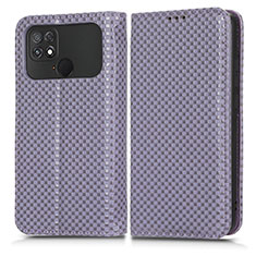 Leather Case Stands Flip Cover Holder C03X for Xiaomi Poco C40 Purple