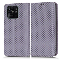 Leather Case Stands Flip Cover Holder C03X for Xiaomi Redmi 10 Power Purple