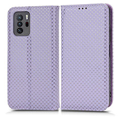 Leather Case Stands Flip Cover Holder C03X for Xiaomi Redmi Note 10 Pro 5G Purple