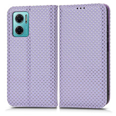 Leather Case Stands Flip Cover Holder C03X for Xiaomi Redmi Note 11E 5G Purple