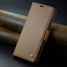 Leather Case Stands Flip Cover Holder C04S for Oppo Reno10 5G Brown