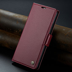 Leather Case Stands Flip Cover Holder C04S for Oppo Reno10 5G Red Wine