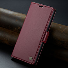 Leather Case Stands Flip Cover Holder C04S for Oppo Reno8 T 4G Red