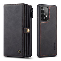 Leather Case Stands Flip Cover Holder C04S for Samsung Galaxy A52 5G Black