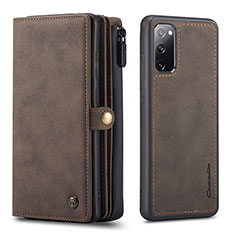 Leather Case Stands Flip Cover Holder C04S for Samsung Galaxy S20 FE (2022) 5G Brown