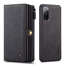Leather Case Stands Flip Cover Holder C04S for Samsung Galaxy S20 Lite 5G Black