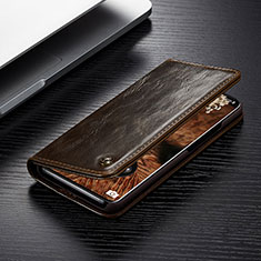 Leather Case Stands Flip Cover Holder C04S for Samsung Galaxy S20 Ultra 5G Brown