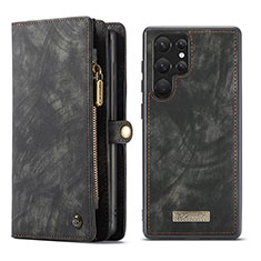 Leather Case Stands Flip Cover Holder C04S for Samsung Galaxy S21 Ultra 5G Black