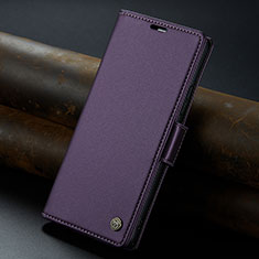 Leather Case Stands Flip Cover Holder C04S for Xiaomi Redmi 12 5G Purple