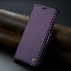 Leather Case Stands Flip Cover Holder C04S for Xiaomi Redmi 13C Purple