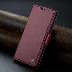 Leather Case Stands Flip Cover Holder C04S for Xiaomi Redmi 13C Red