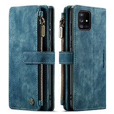 Leather Case Stands Flip Cover Holder C05S for Samsung Galaxy A51 5G Blue