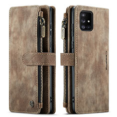 Leather Case Stands Flip Cover Holder C05S for Samsung Galaxy A71 4G A715 Brown