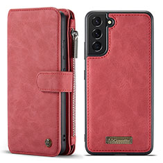 Leather Case Stands Flip Cover Holder C05S for Samsung Galaxy S21 5G Red