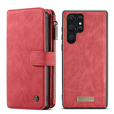 Leather Case Stands Flip Cover Holder C05S for Samsung Galaxy S21 Ultra 5G Red