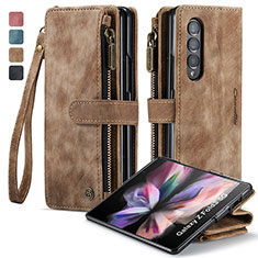 Leather Case Stands Flip Cover Holder C05S for Samsung Galaxy Z Fold4 5G Brown