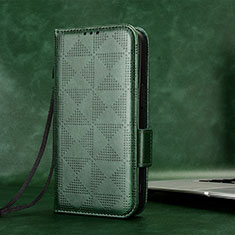 Leather Case Stands Flip Cover Holder C05X for Motorola Moto E22 Green
