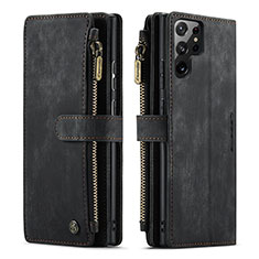 Leather Case Stands Flip Cover Holder C06S for Samsung Galaxy S21 Ultra 5G Black