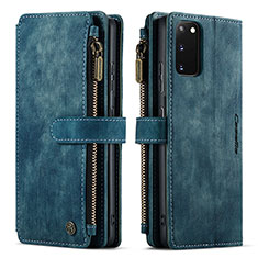 Leather Case Stands Flip Cover Holder C07S for Samsung Galaxy S20 Blue