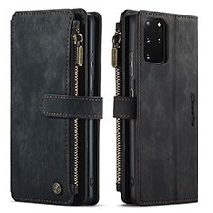 Leather Case Stands Flip Cover Holder C07S for Samsung Galaxy S20 Plus Black