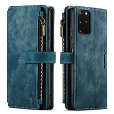 Leather Case Stands Flip Cover Holder C07S for Samsung Galaxy S20 Plus Blue