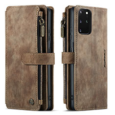 Leather Case Stands Flip Cover Holder C07S for Samsung Galaxy S20 Plus Brown