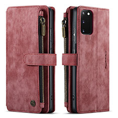 Leather Case Stands Flip Cover Holder C07S for Samsung Galaxy S20 Red