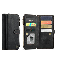 Leather Case Stands Flip Cover Holder C07S for Samsung Galaxy S21 5G Black