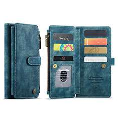 Leather Case Stands Flip Cover Holder C07S for Samsung Galaxy S21 5G Blue