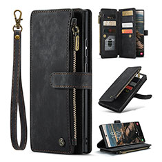 Leather Case Stands Flip Cover Holder C07S for Samsung Galaxy S22 Ultra 5G Black