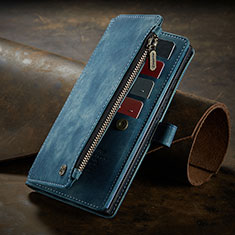 Leather Case Stands Flip Cover Holder C09S for Samsung Galaxy S21 Ultra 5G Blue