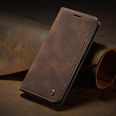 Leather Case Stands Flip Cover Holder C10S for Samsung Galaxy S21 Plus 5G Brown