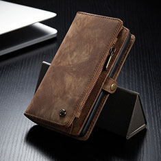 Leather Case Stands Flip Cover Holder C11S for Samsung Galaxy S21 FE 5G Brown