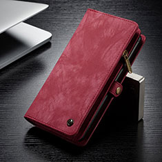 Leather Case Stands Flip Cover Holder C11S for Samsung Galaxy S21 Ultra 5G Red
