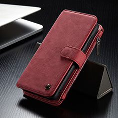 Leather Case Stands Flip Cover Holder C12S for Samsung Galaxy S23 5G Red