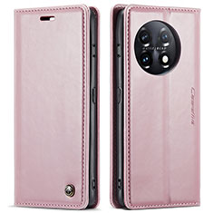 Leather Case Stands Flip Cover Holder CS1 for OnePlus 11 5G Pink