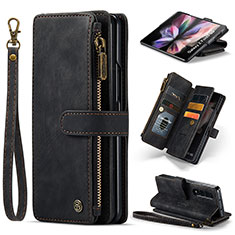 Leather Case Stands Flip Cover Holder CS1 for Samsung Galaxy Z Fold3 5G Black