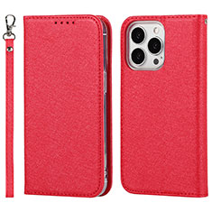 Leather Case Stands Flip Cover Holder D01T for Apple iPhone 13 Pro Max Red