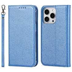 Leather Case Stands Flip Cover Holder D01T for Apple iPhone 14 Pro Max Blue