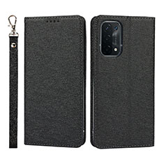 Leather Case Stands Flip Cover Holder D01T for OnePlus Nord N200 5G Black