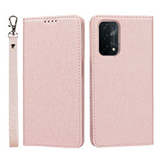 Leather Case Stands Flip Cover Holder D01T for OnePlus Nord N200 5G Pink