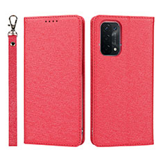 Leather Case Stands Flip Cover Holder D01T for OnePlus Nord N200 5G Red