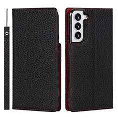 Leather Case Stands Flip Cover Holder D01T for Samsung Galaxy S21 FE 5G Black